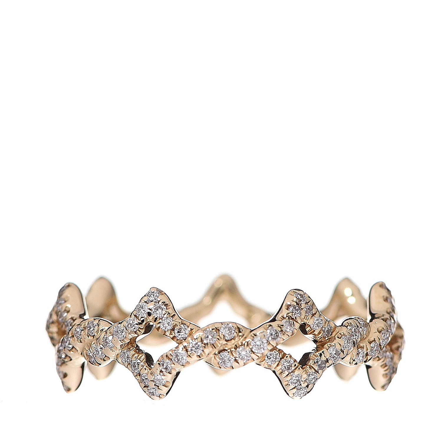 18K Yellow Gold Diamond Quatrefoil Band Ring 51 5.75