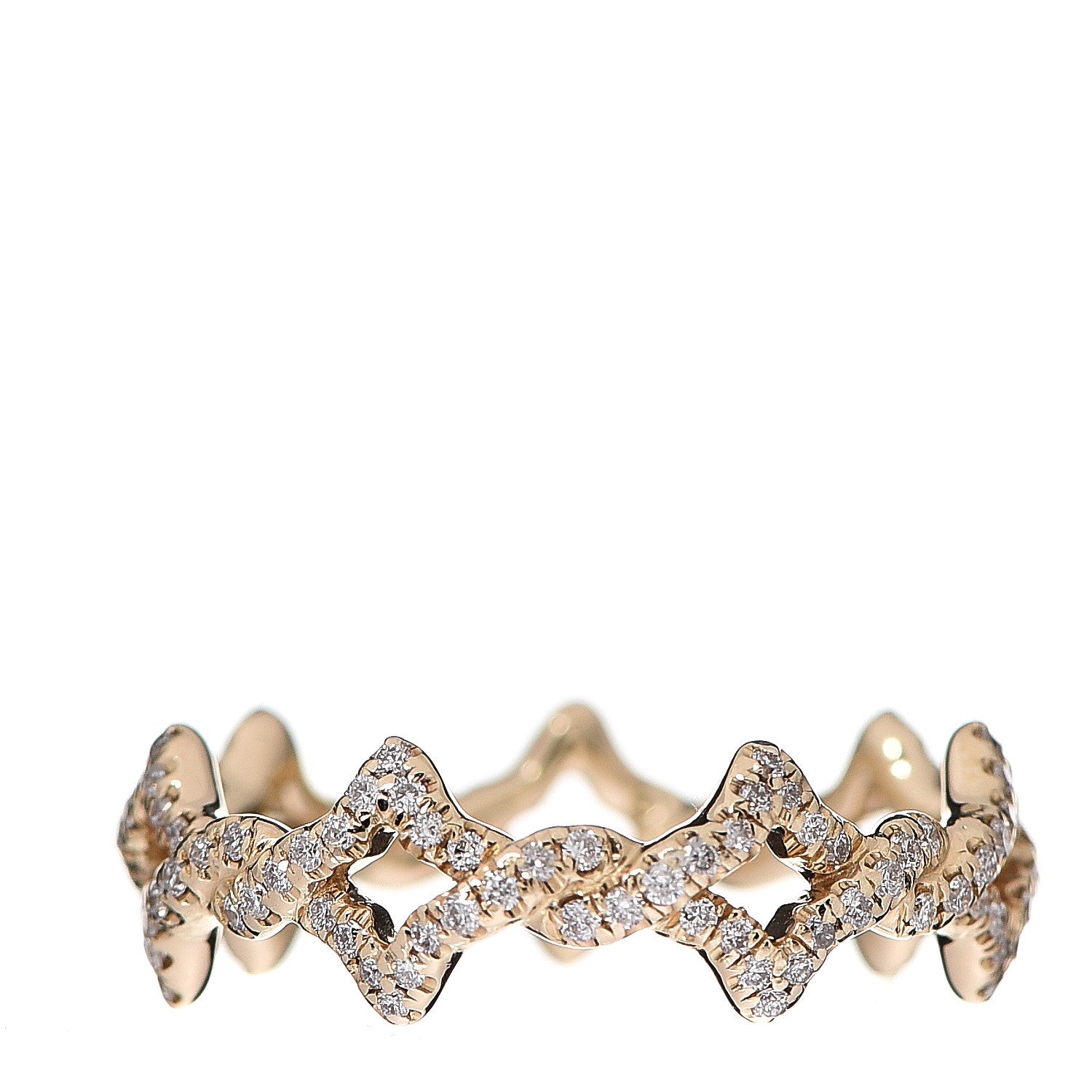 David Yurman 18K Yellow Gold Diamond Quatrefoil Band Ring 51 5.75 2 of 3