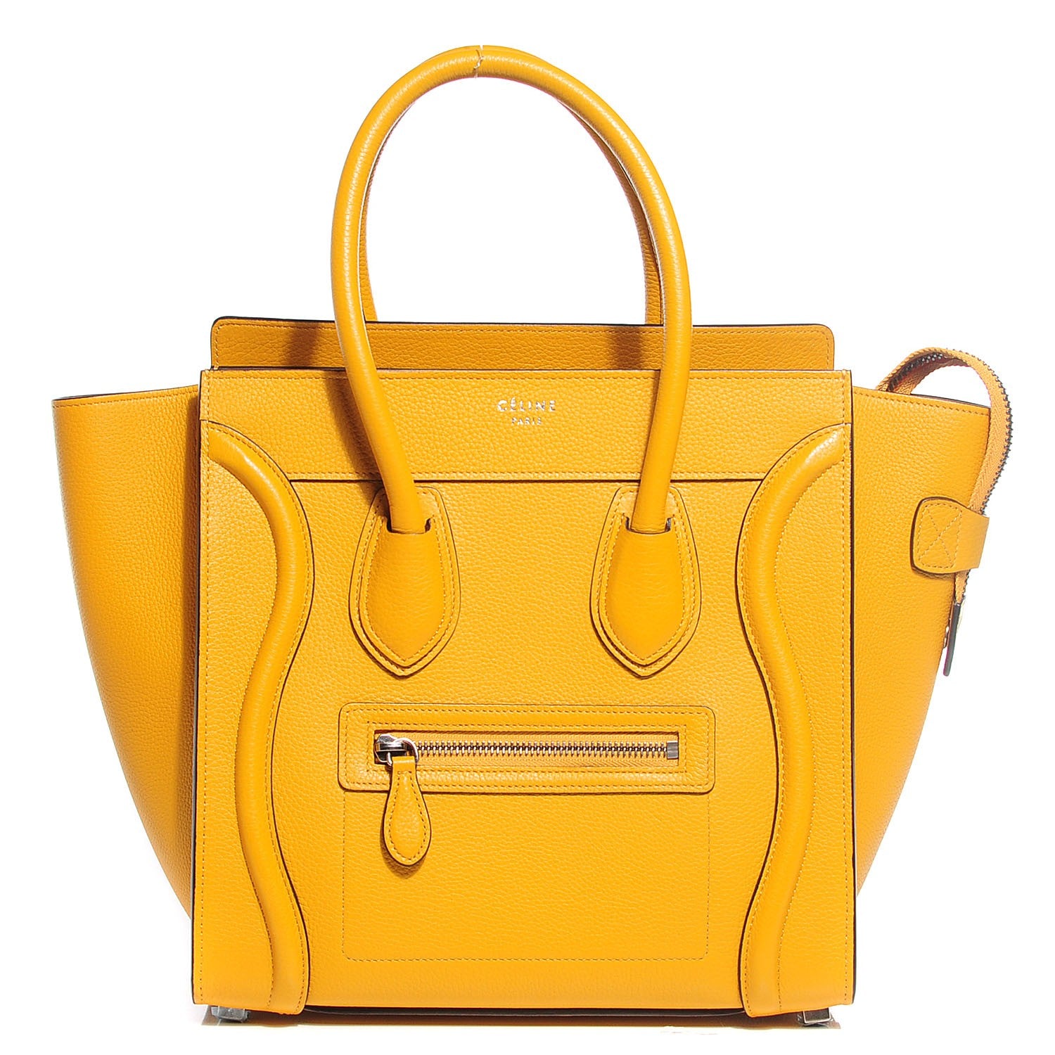 Celine Drummed Calfskin Micro Luggage Ocre 1 of 8