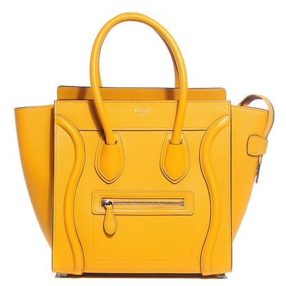 Celine Drummed Calfskin Micro Luggage Ocre 1 of 8
