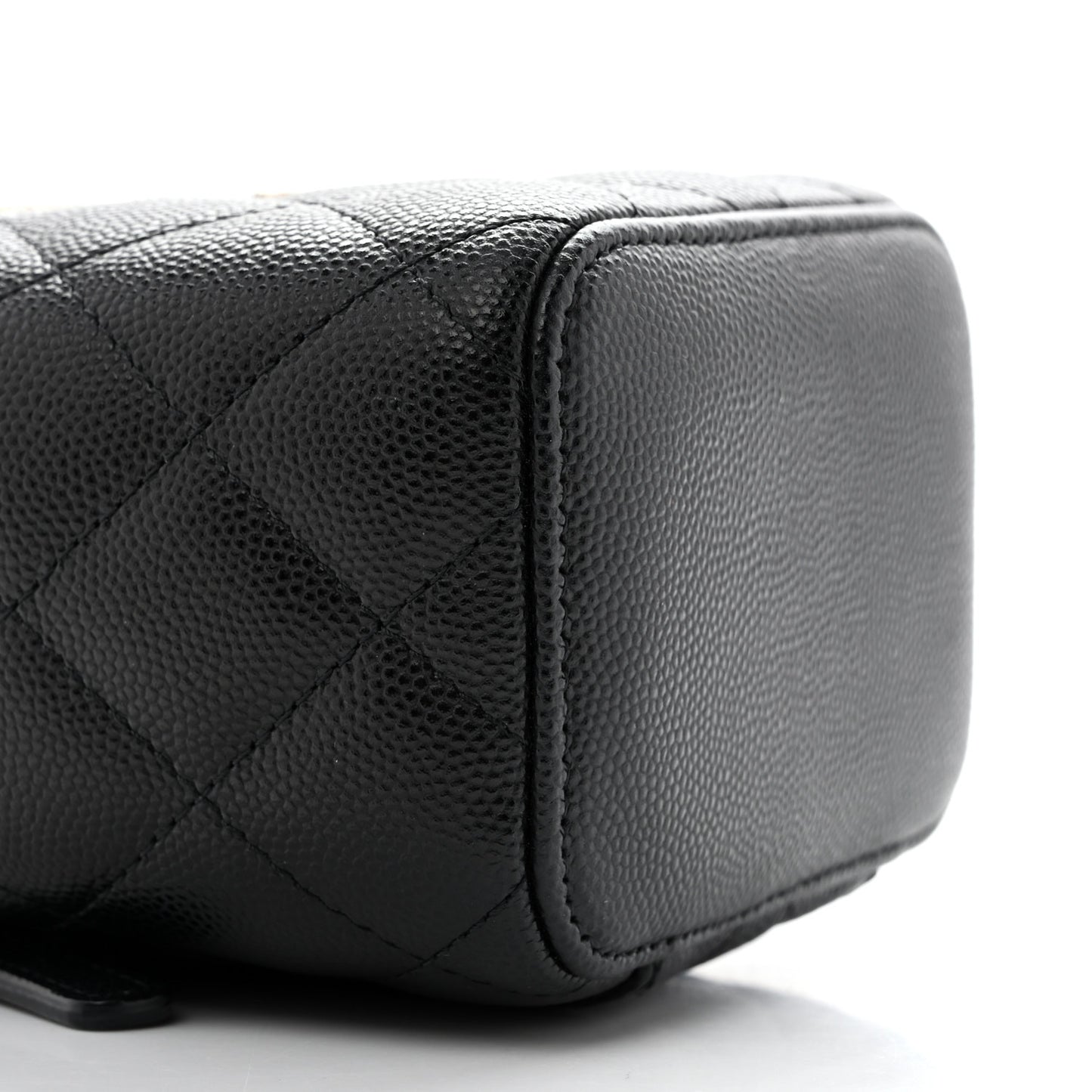 Caviar Quilted Mini Vanity Case With Chain Black