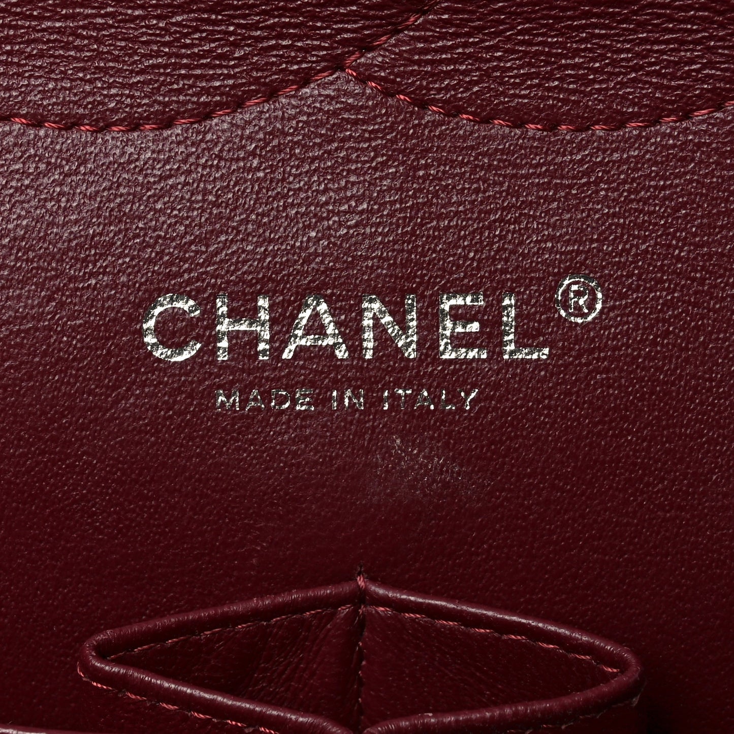Striated Patent Quilted Jumbo Double Flap Burgundy