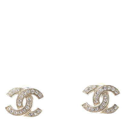 Chanel Crystal CC Earrings Gold 1 of 5