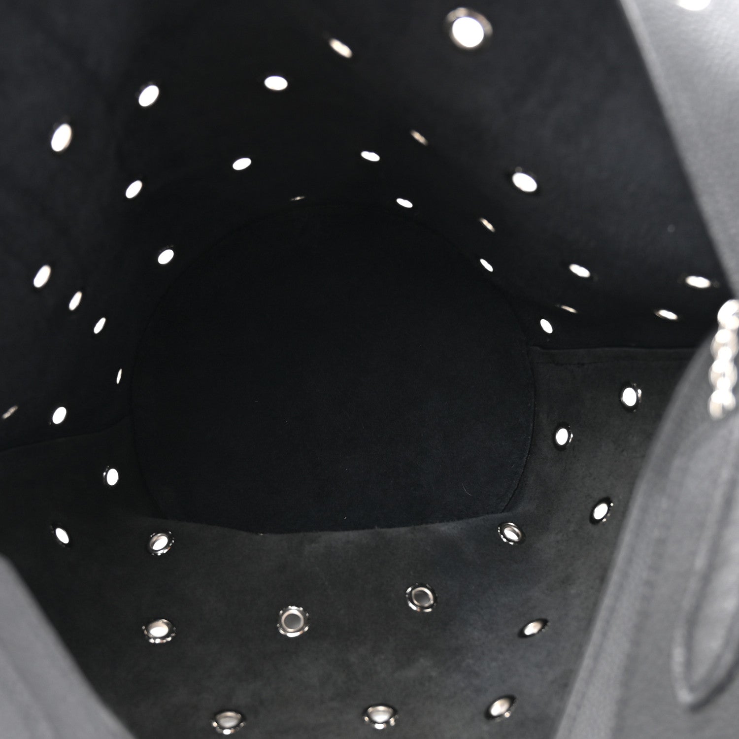 Khaite Pebbled Calfskin Grommet Lotus Tote Black 5 of 9