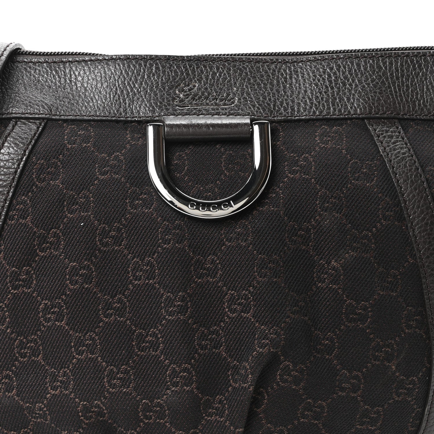 Gucci Denim Monogram Small D Silver Ring Messenger Brown 8 of 10