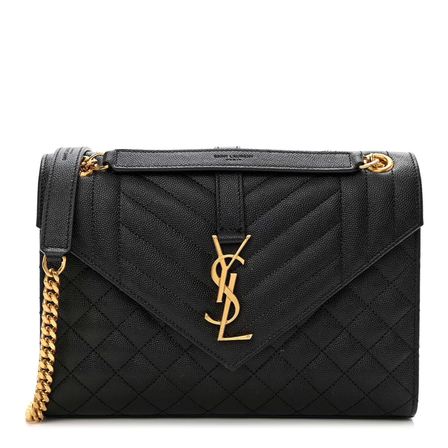 Saint Laurent Grain De Poudre Textured Mixed Matelasse Triquilt Medium Monogram Satchel Black 1 of 11