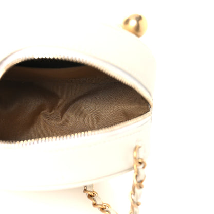 Chanel Lambskin Quilted Pearl Round Clutch With Chain White 5 of 11