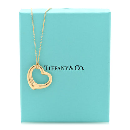 Tiffany 18K Yellow Gold 22mm Elsa Peretti Open Heart Pendant Necklace 6 of 6