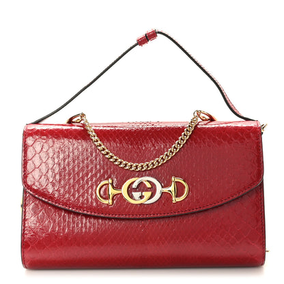 Gucci Snakeskin Small Zumi Shoulder Bag Hibiscus Red 1 of 12