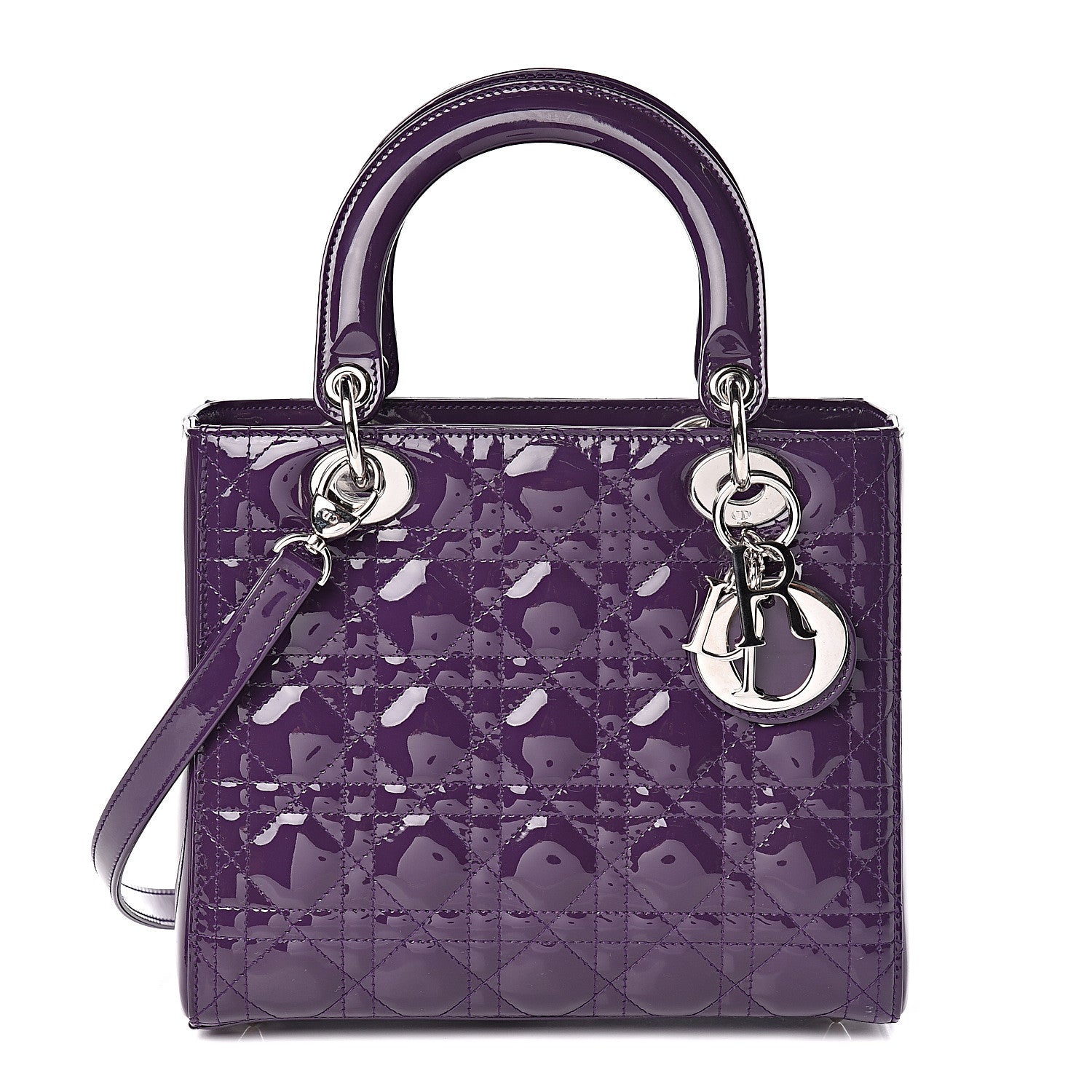Christian Dior Patent Cannage Medium Lady Dior Purple 1 of 12
