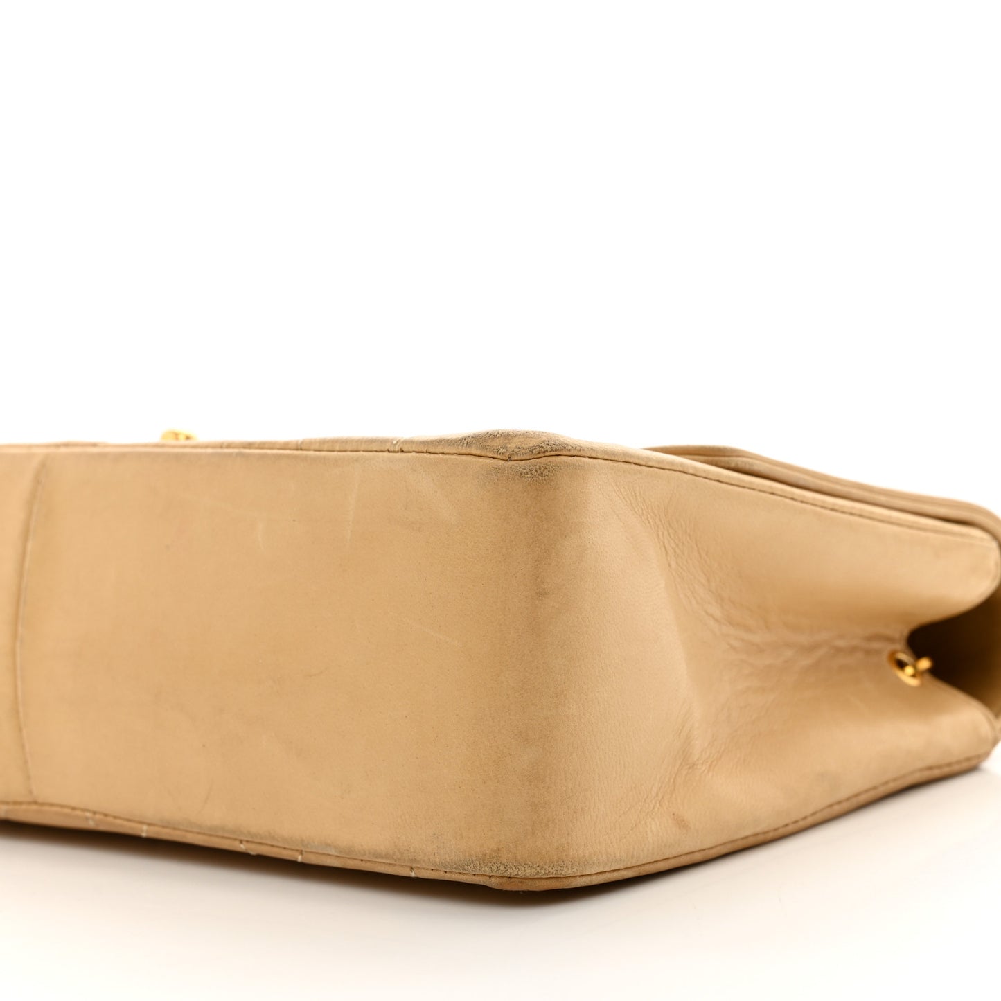 Lambskin Quilted Medium Single Flap Beige