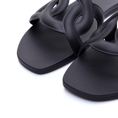 Hermes Rubber Aloha Sandals 36 Black 6 of 10