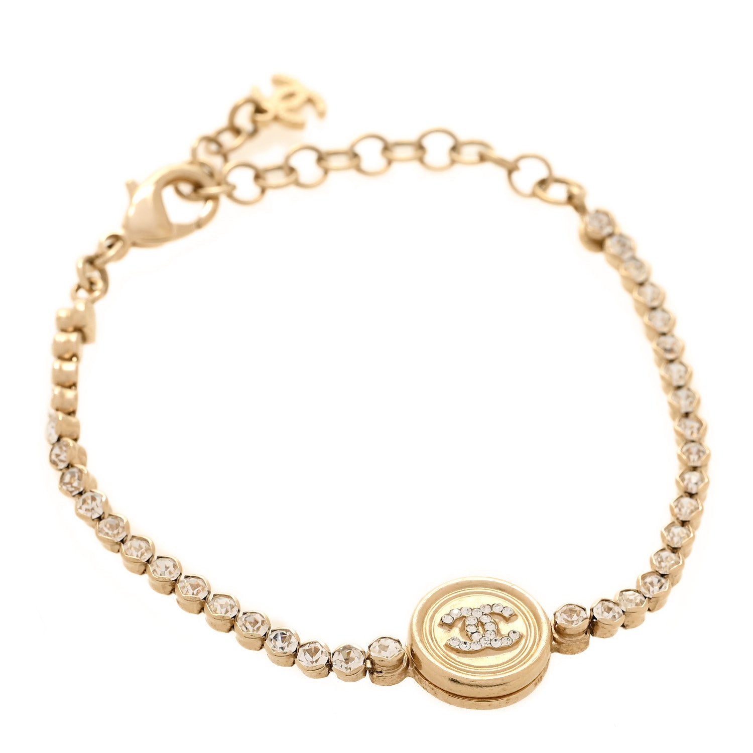 Chanel Crystal CC Chain Bracelet Gold 1 of 5