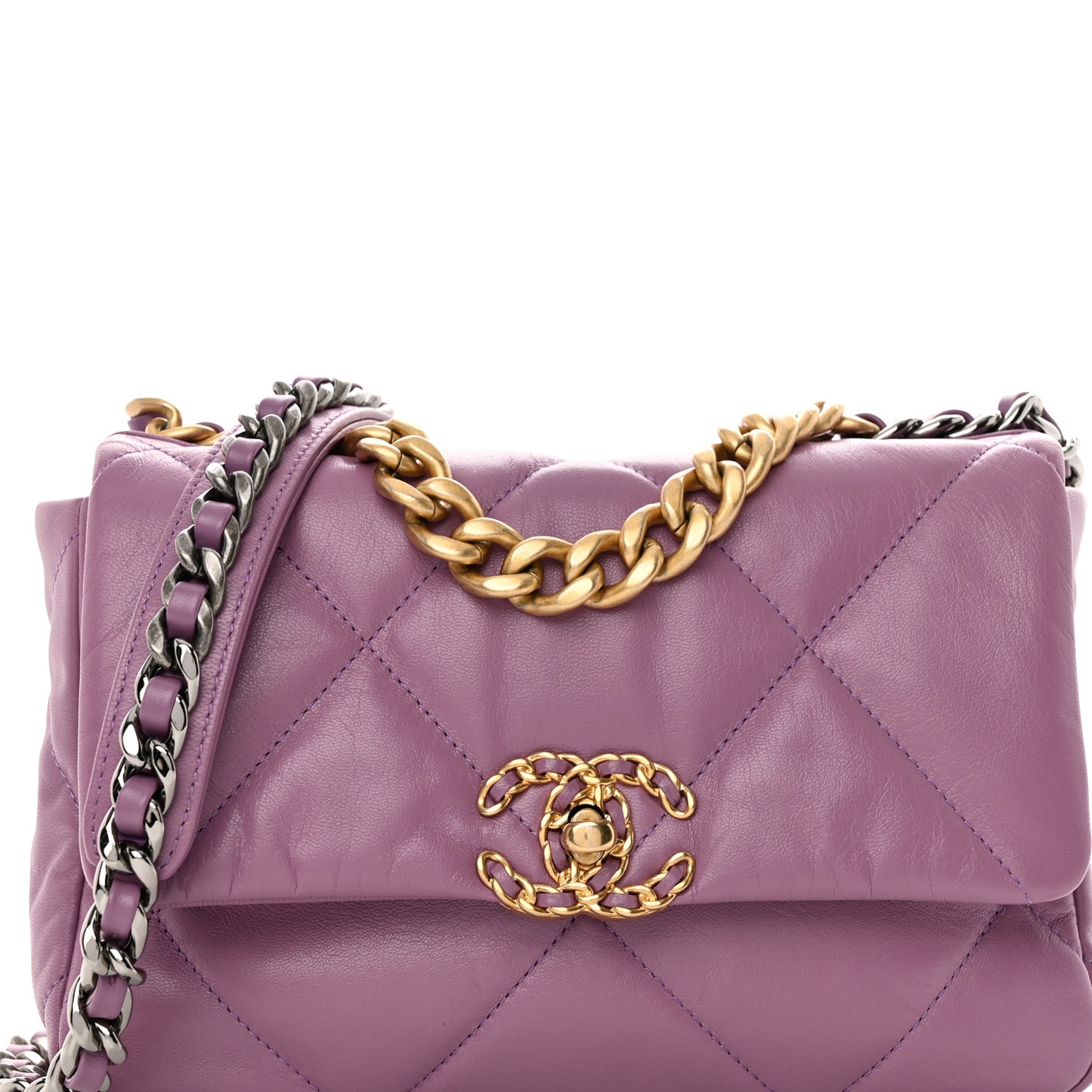 Lambskin Quilted Medium Chanel 19 Flap Light Purple