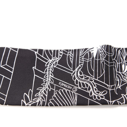 Hermes Silk Animapolis Twilly Black White 3 of 4