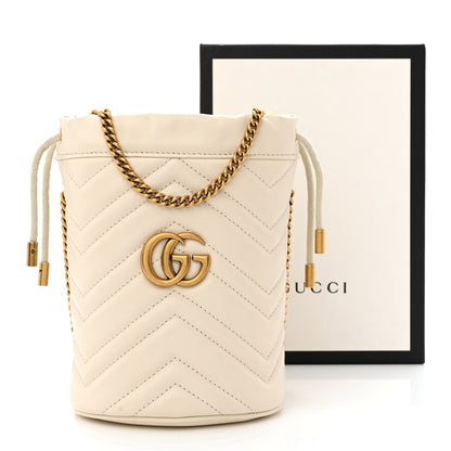 Gucci Calfskin Matelasse Mini GG Marmont 2.0 Bucket Bag White 11 of 11