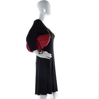Christian Dior Grained Calfskin Mini Saddle Bag Red 2 of 10