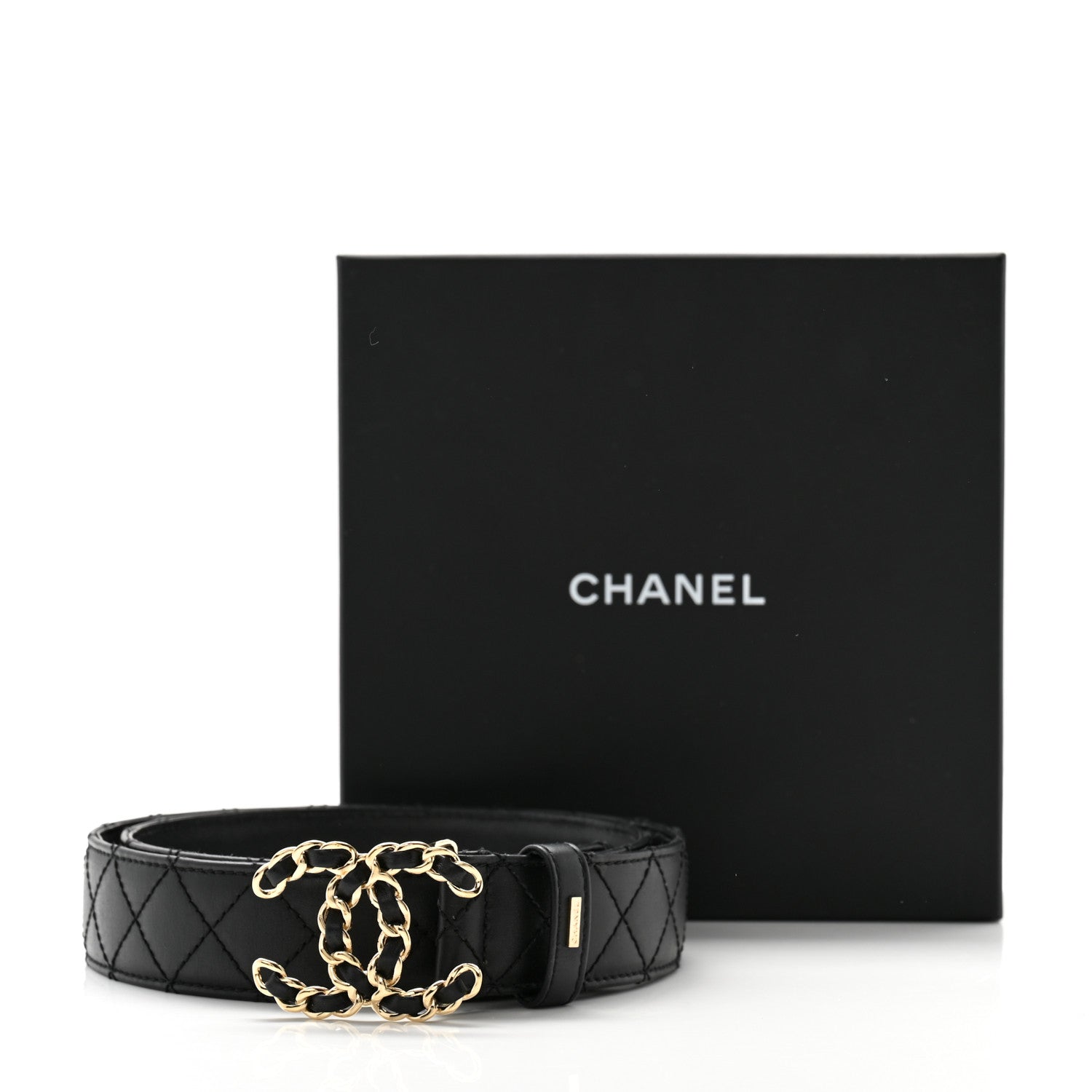 Chanel Calfskin Quilted CC Chain Belt 85 34 Black 10 of 10