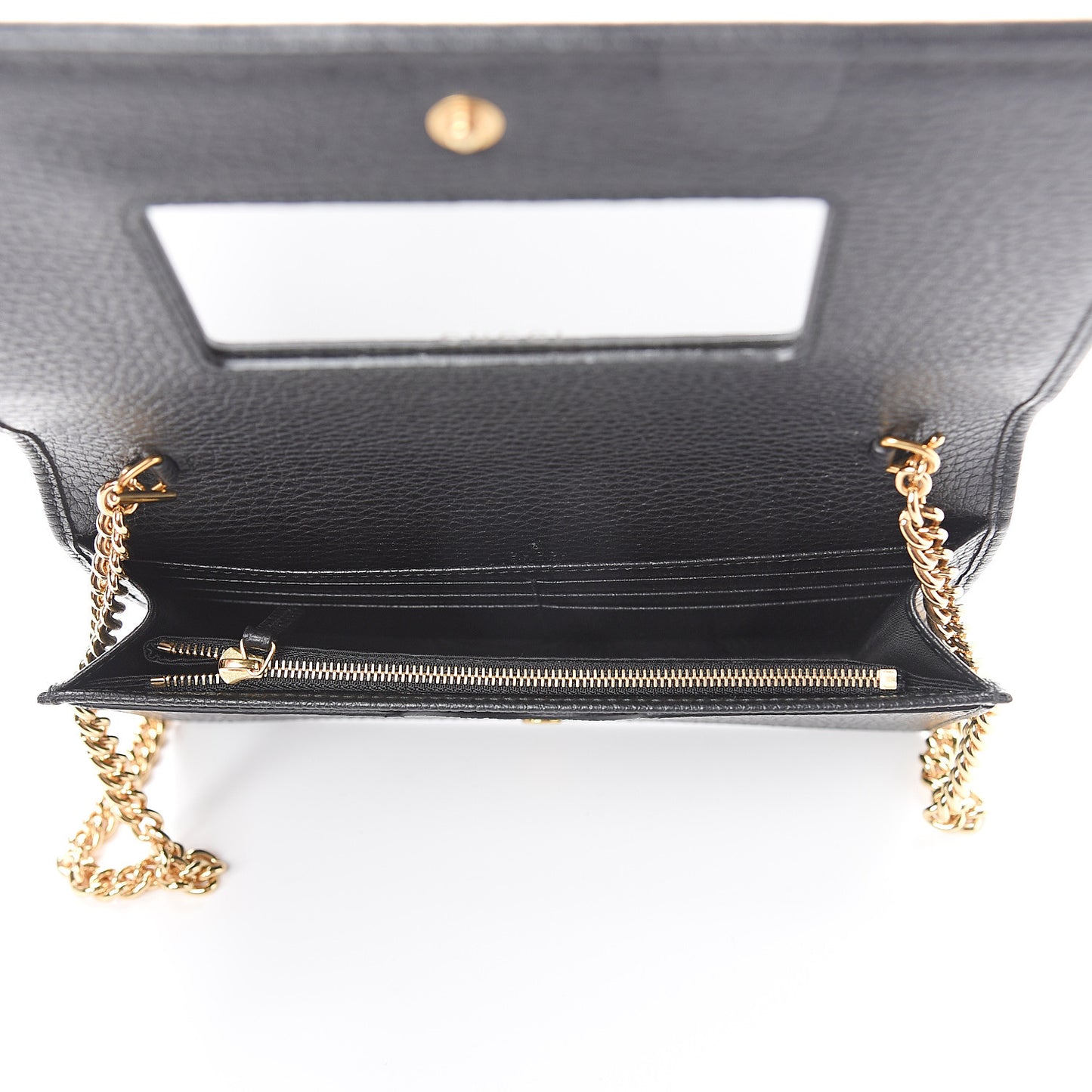 Calfskin Mini GG Marmont Chain Wallet Black