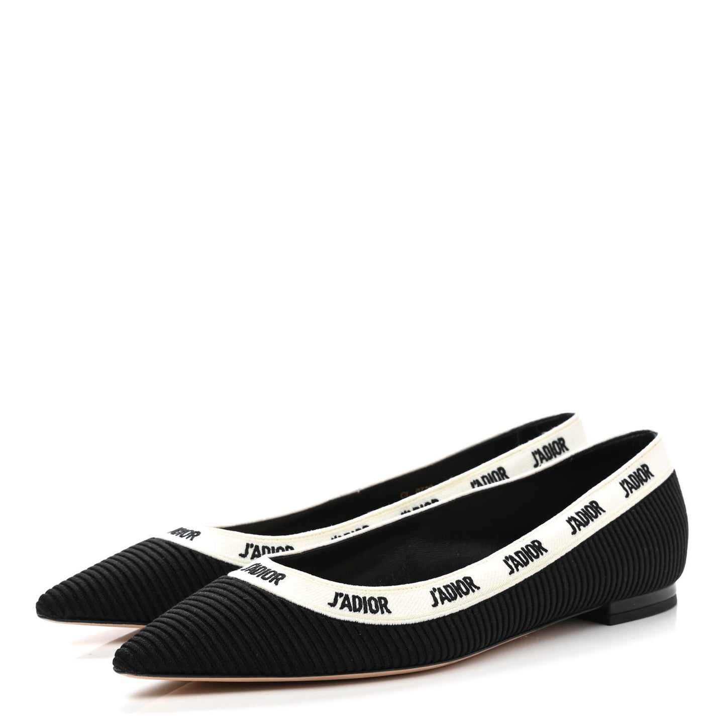 Fabric Ribbon Embroidered J'Adior Ballet Flats 38.5 Black