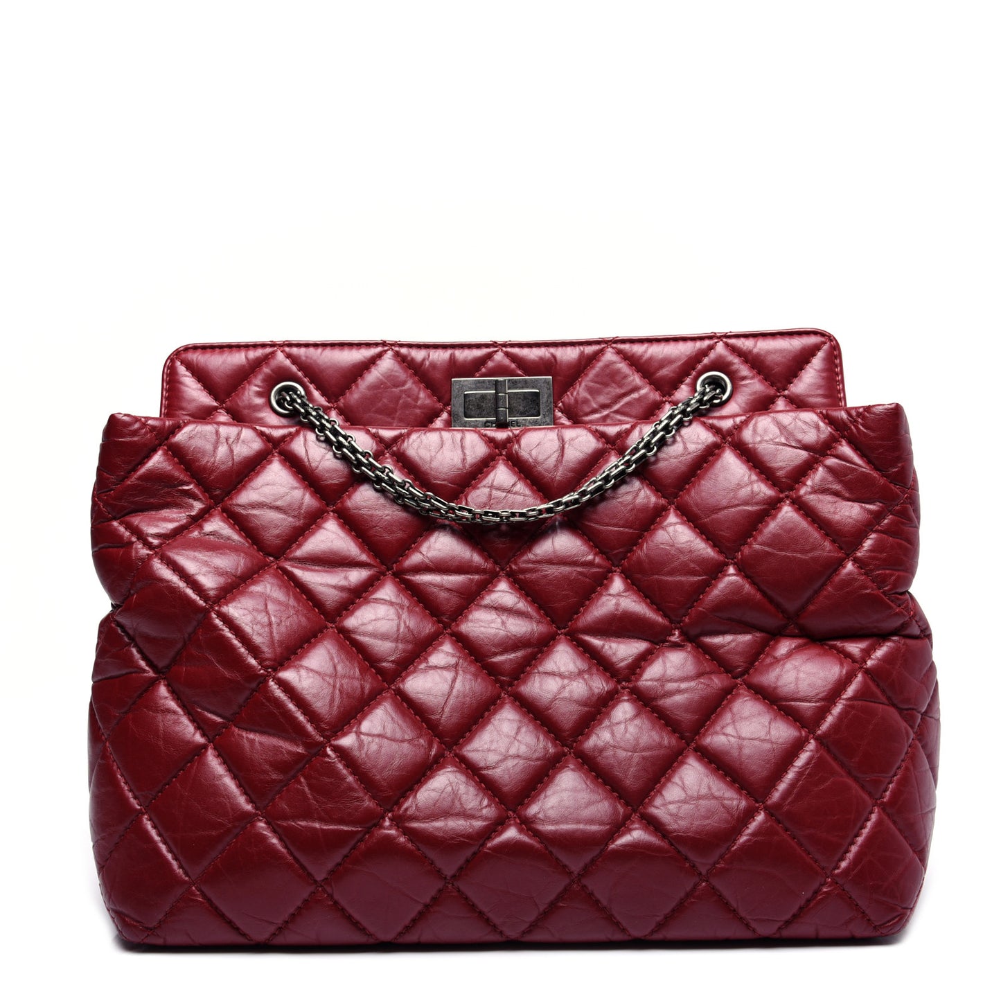 Aged Calfskin Quilted Reissue 2.55 Tote Red