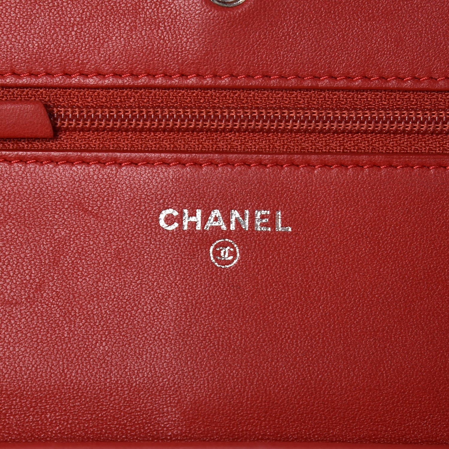 Chanel Lambskin Quilted Wallet On Chain WOC Red Pink 6 of 12