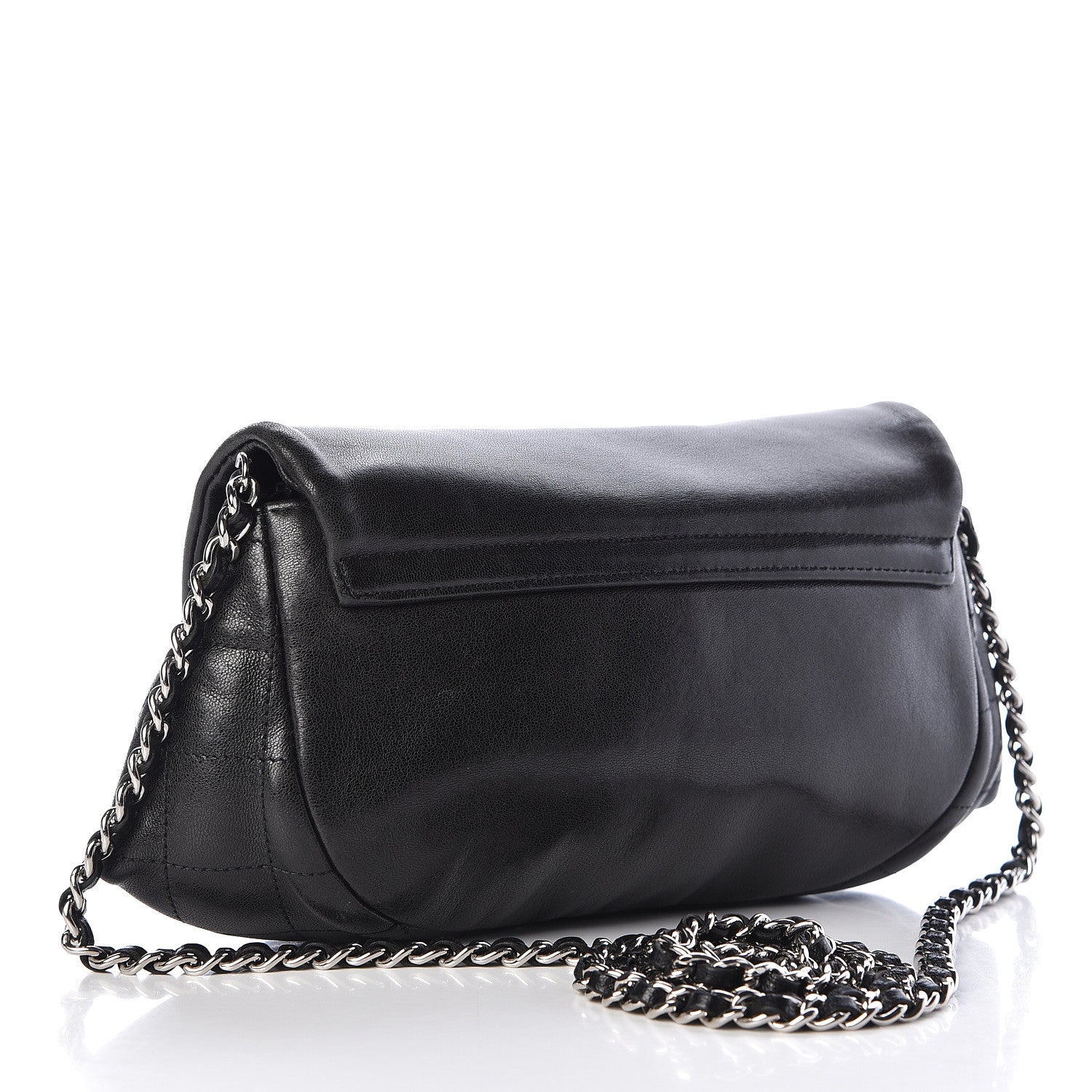 Chanel Lambskin Half Moon Wallet On Chain WOC Black 3 of 12