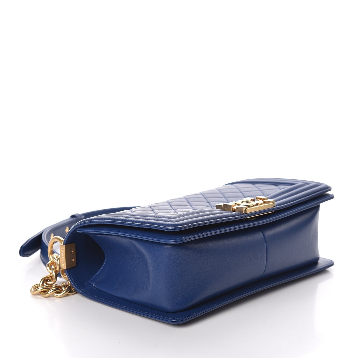 Lambskin Quilted Medium Boy Flap Dark Blue