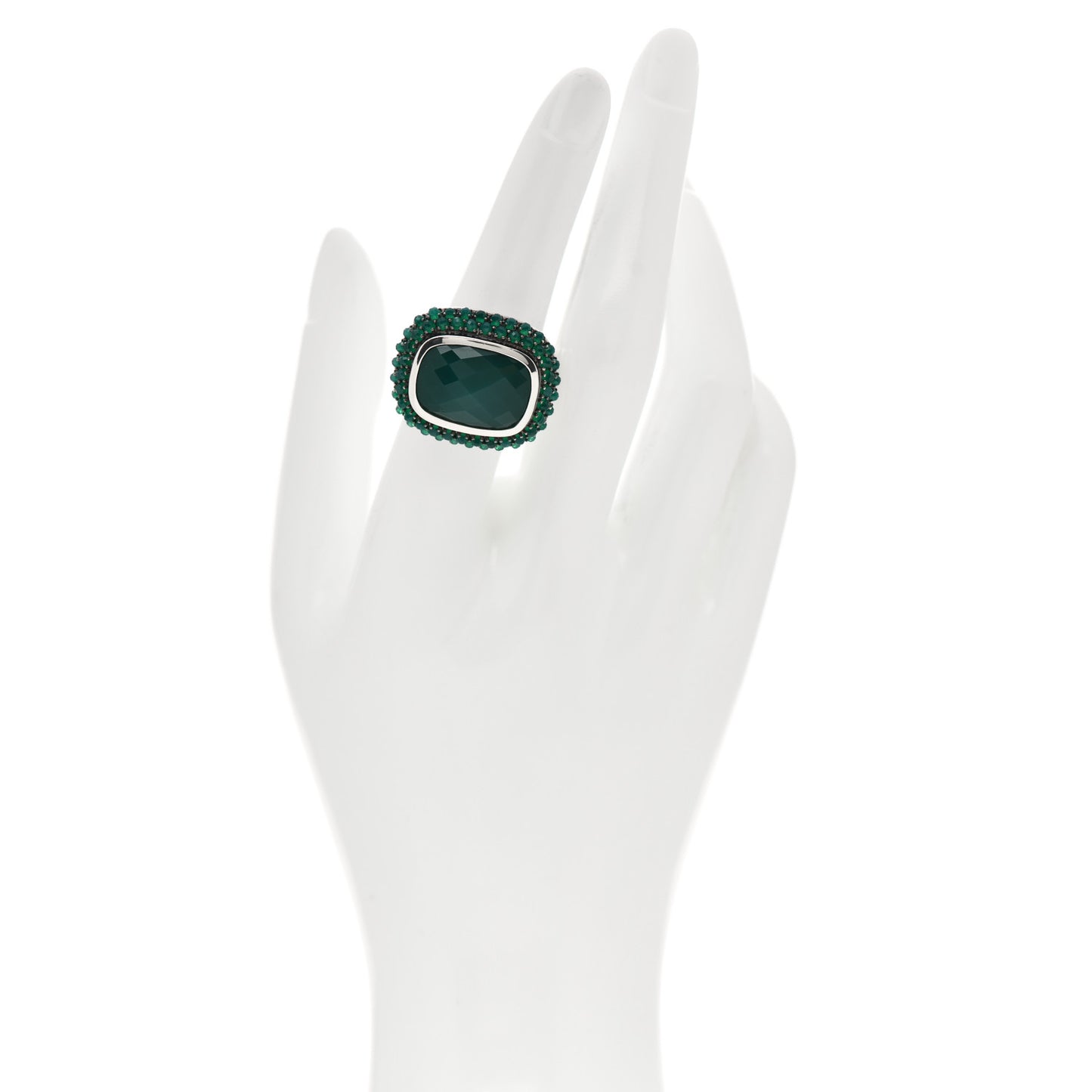 Sterling Silver Green Onyx 18mm Osetra Ring 54 7