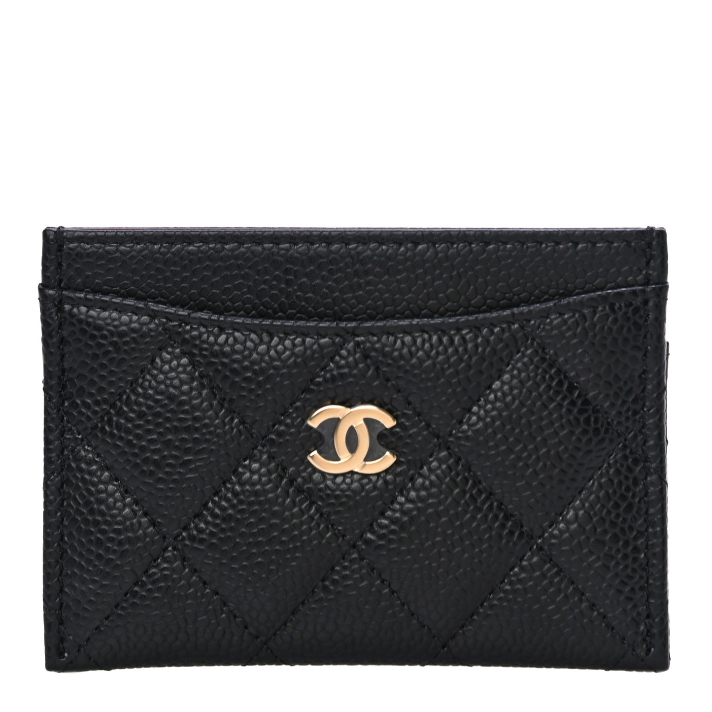 Caviar Quilted Card Holder Black