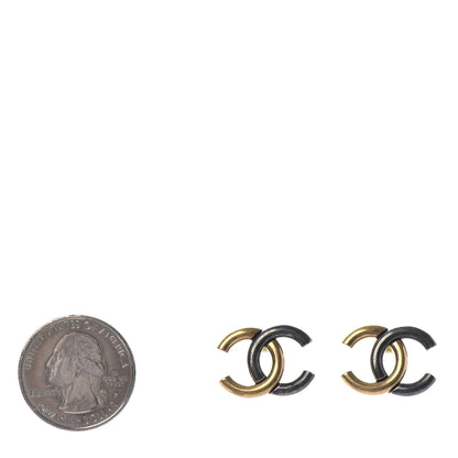 Chanel Metal CC Earrings Gold Ruthenium 2 of 4