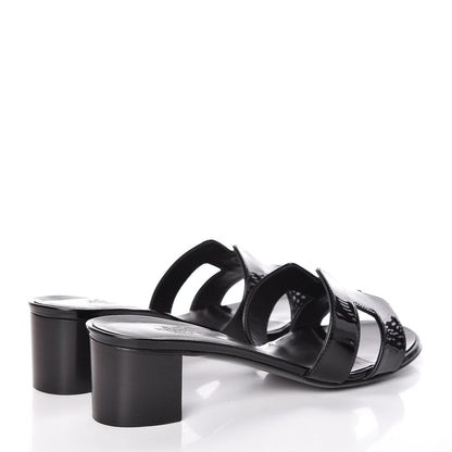 Hermes Patent Oasis Sandals 38 Black 4 of 10
