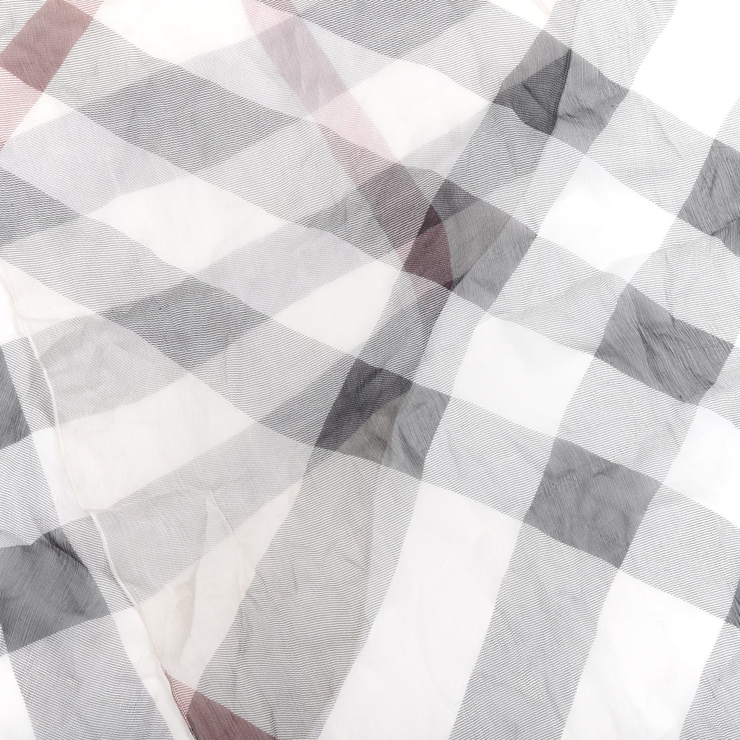 Wool Silk Gauze Giant Check Scarf Stone