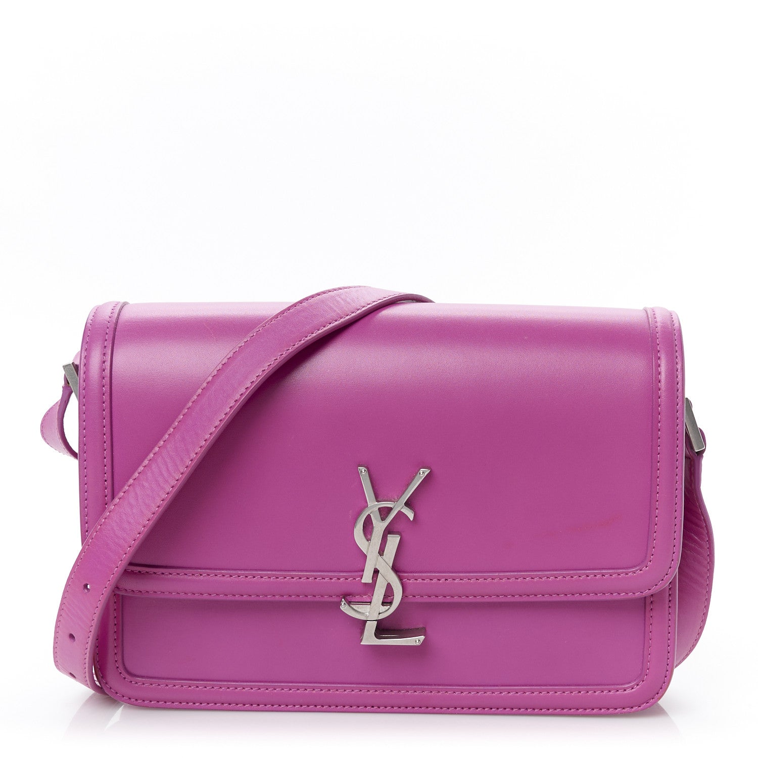Saint Laurent Box Calfskin Monogram Medium Solferino Satchel Fuchsia 1 of 11