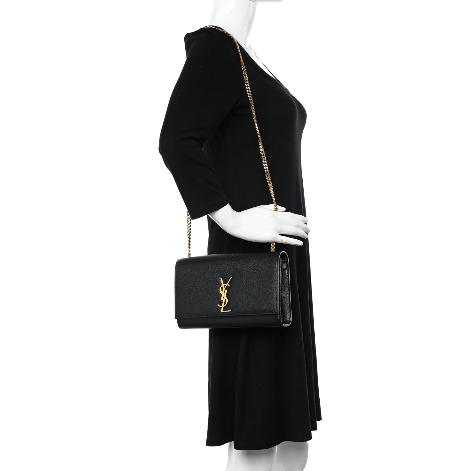 Saint Laurent Grain De Poudre Medium Classic Monogram Kate Satchel Black 2 of 9