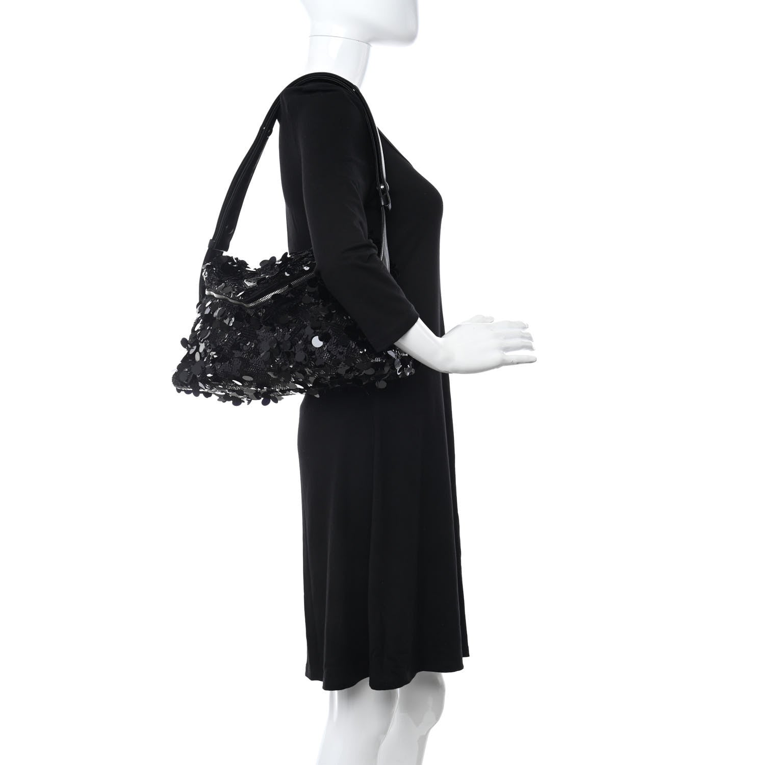 Prada Paillettes Vitello Signaux Bag Black 2 of 17