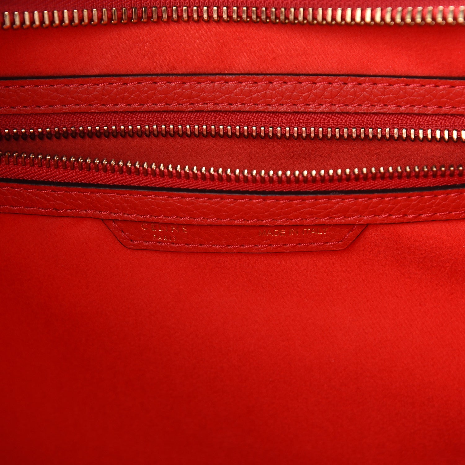 Celine Drummed Calfskin Mini Luggage Red 7 of 8
