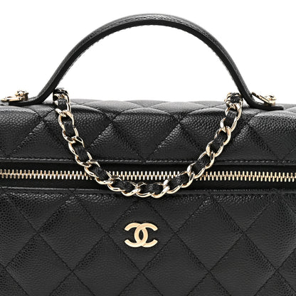 Chanel Caviar Quilted Top Handle Slim Vanity With Chain Black 8 of 10