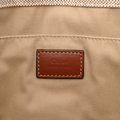 Chloe Linen Calfskin Medium Woody Ribbon Tote White Brown 7 of 18