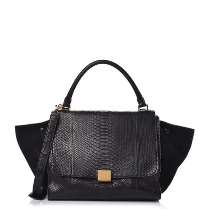Celine Python Suede Medium Trapeze Black 1 of 8