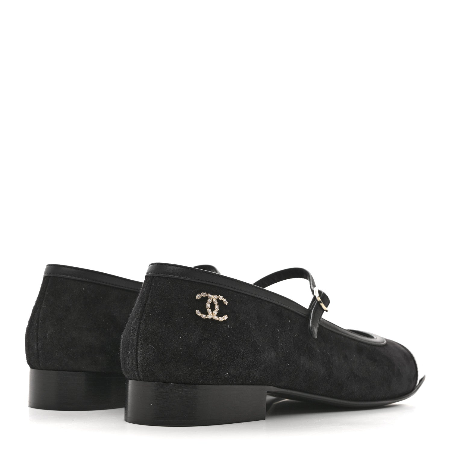 Chanel Suede Kidskin Lambskin Patent Calfskin Cap Toe CC Mary Jane Flats 39.5 Black 5 of 9