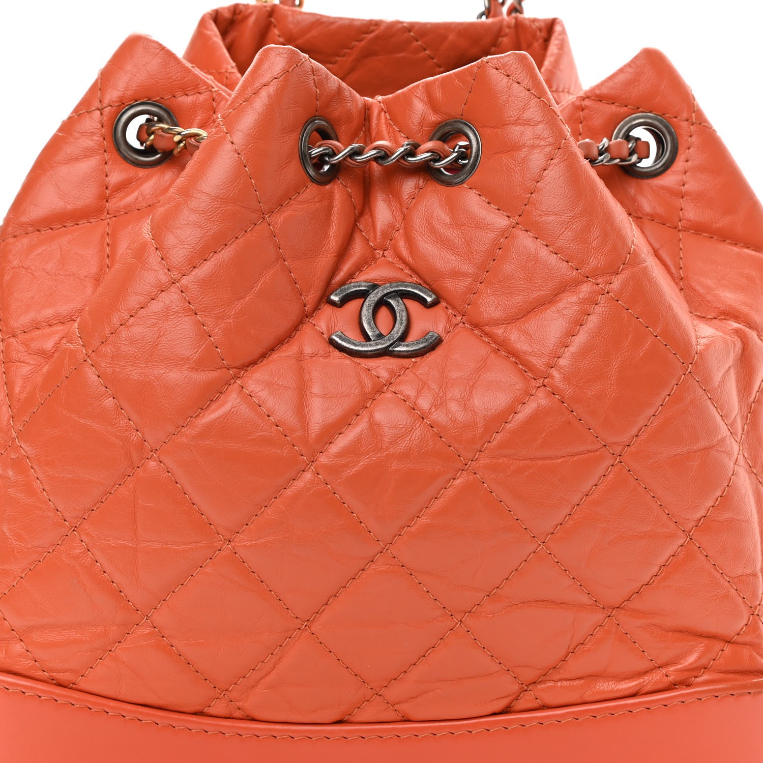 Chanel Aged Calfskin Quilted Small Gabrielle Backpack Orange 8 of 10