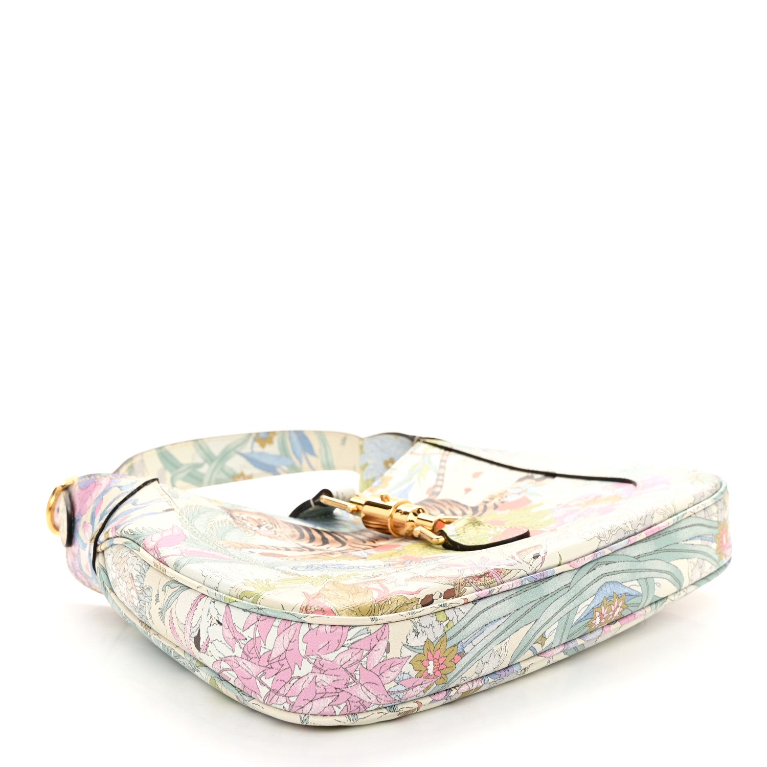 Gucci New Shangai Calfskin Tiger Savanah Small Jackie 1961 Hobo Chalky White Multicolor 4 of 11