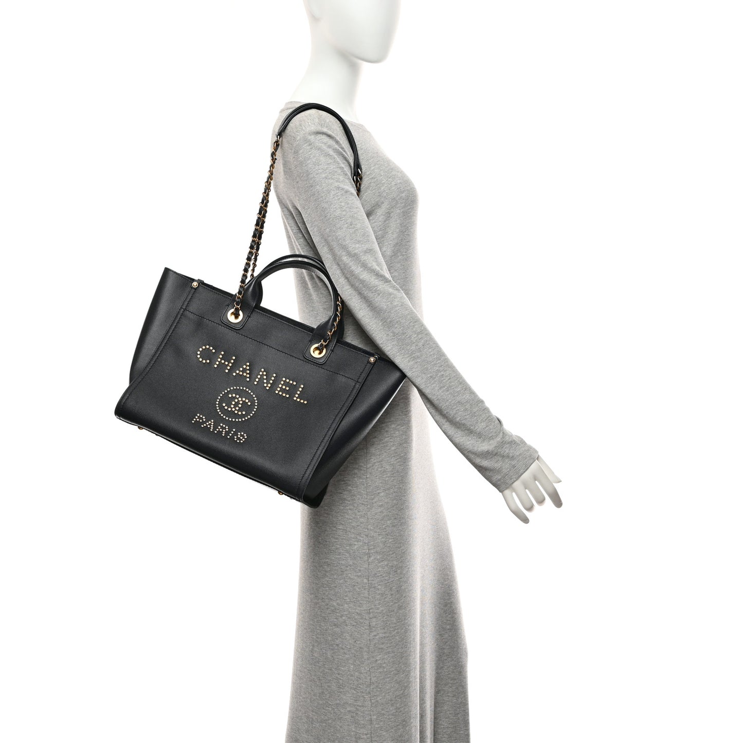 Caviar Small Studded Deauville Tote Navy