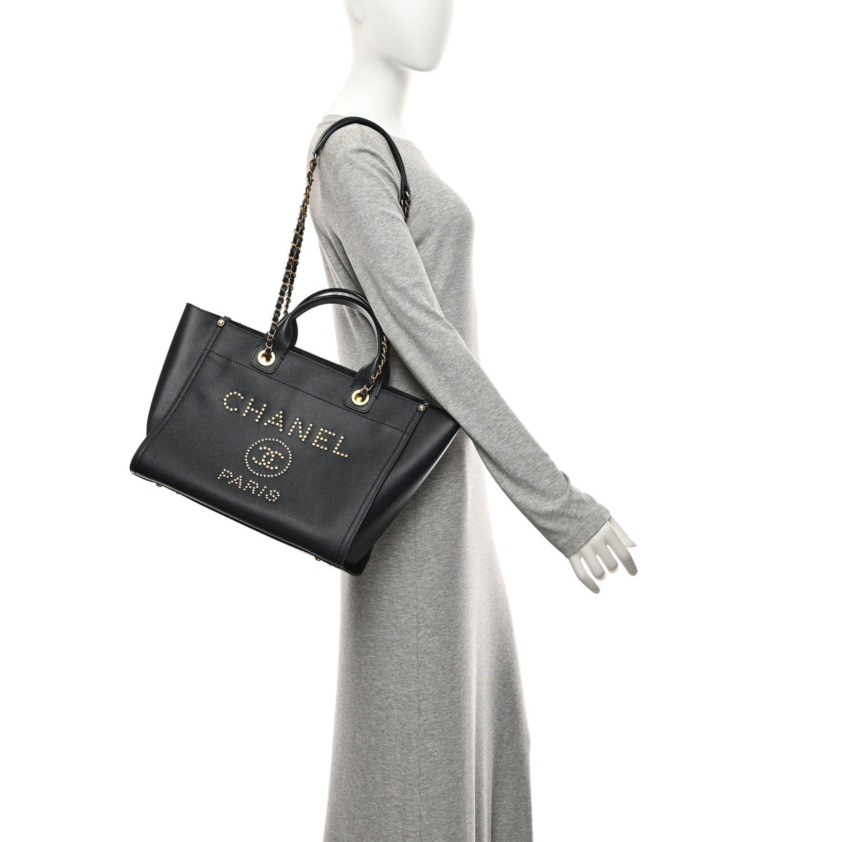 Chanel Caviar Small Studded Deauville Tote Navy 2 of 10