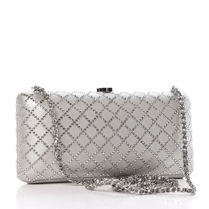 Chanel Iridescent Lambskin Crystal Quilted Clutch Silver 3 of 11