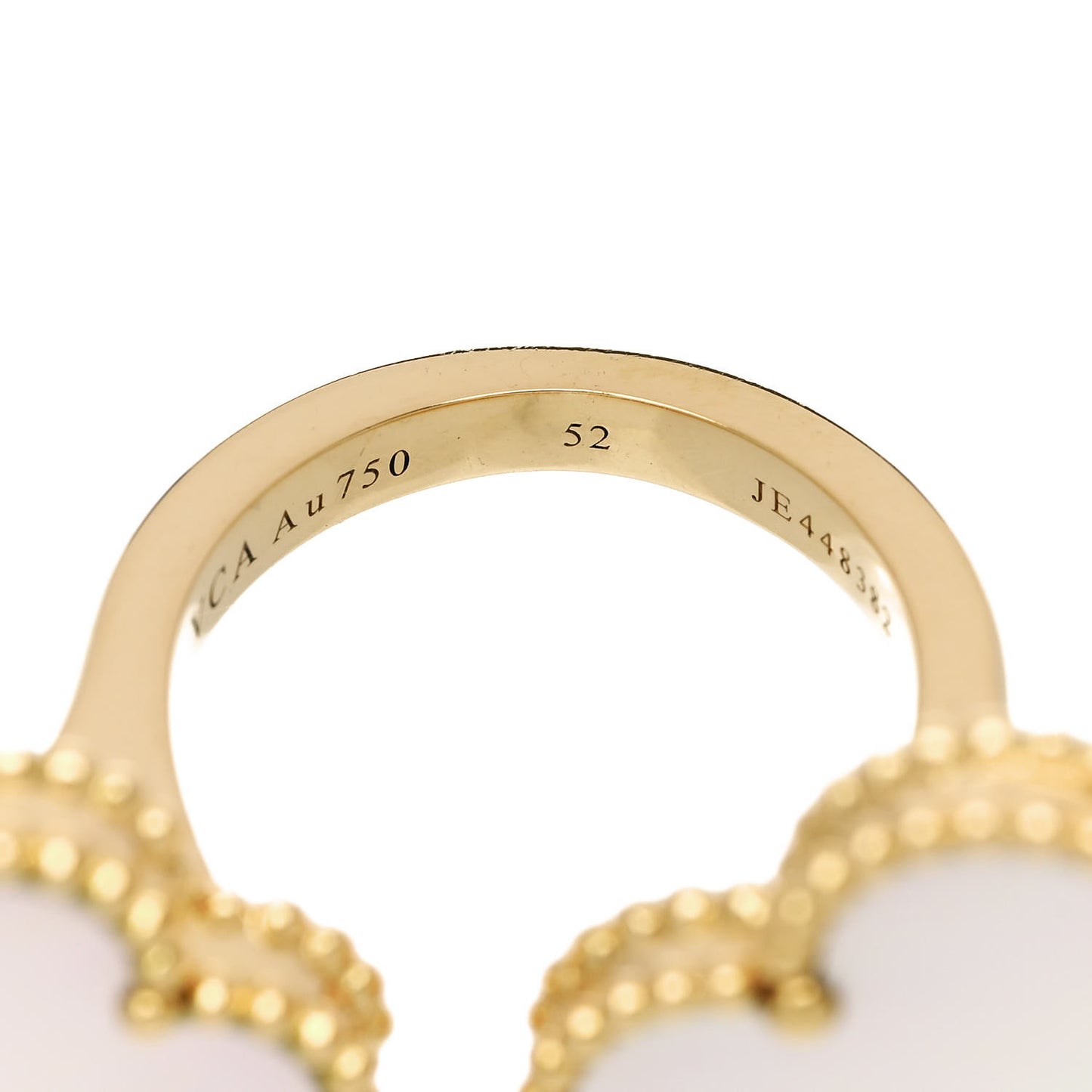 18K Yellow Gold Mother of Pearl Magic Alhambra Between the Finger Ring 52 6