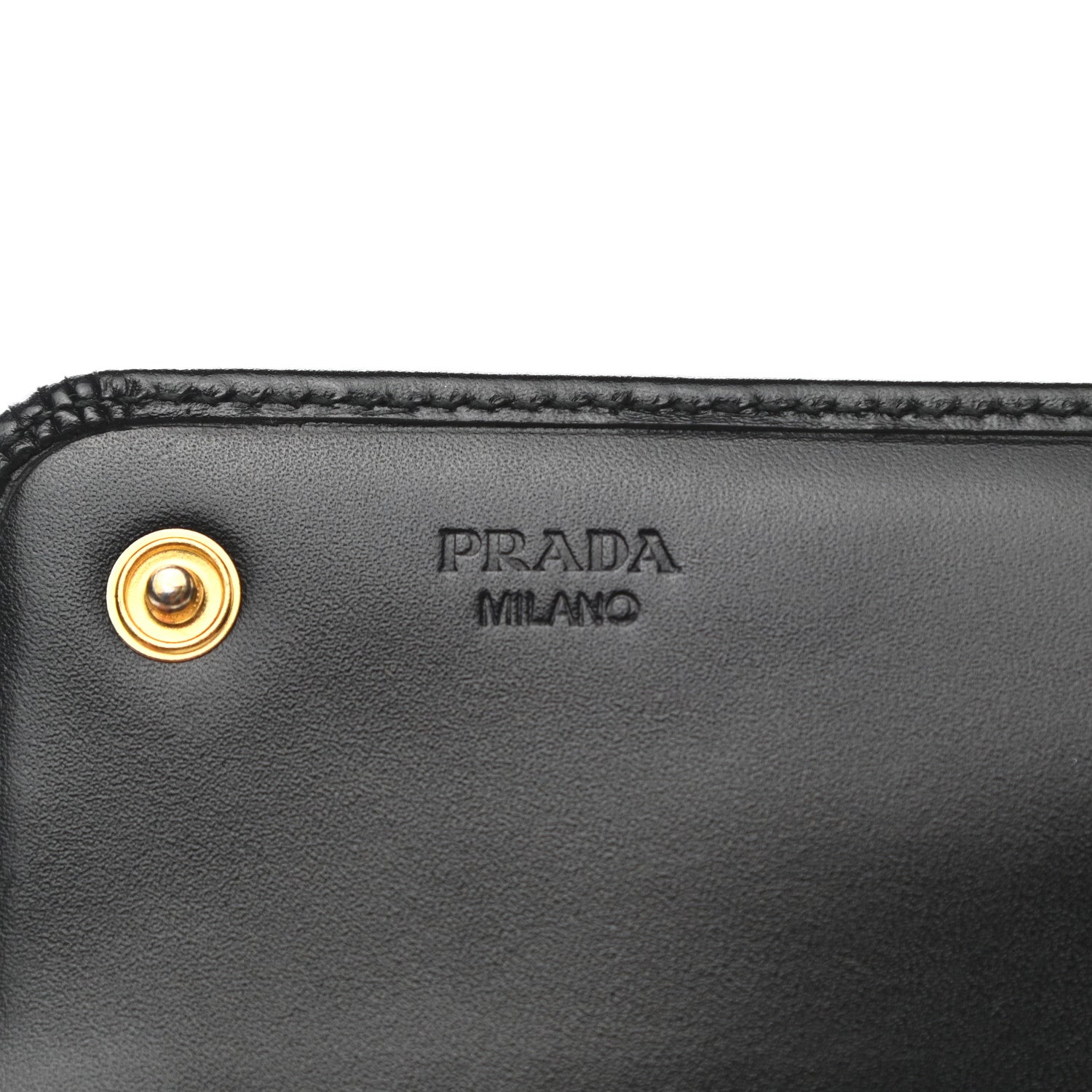 Prada City Calf Metal Continental Flap Wallet Black 6 of 12