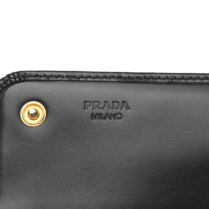 Prada City Calf Metal Continental Flap Wallet Black 6 of 12