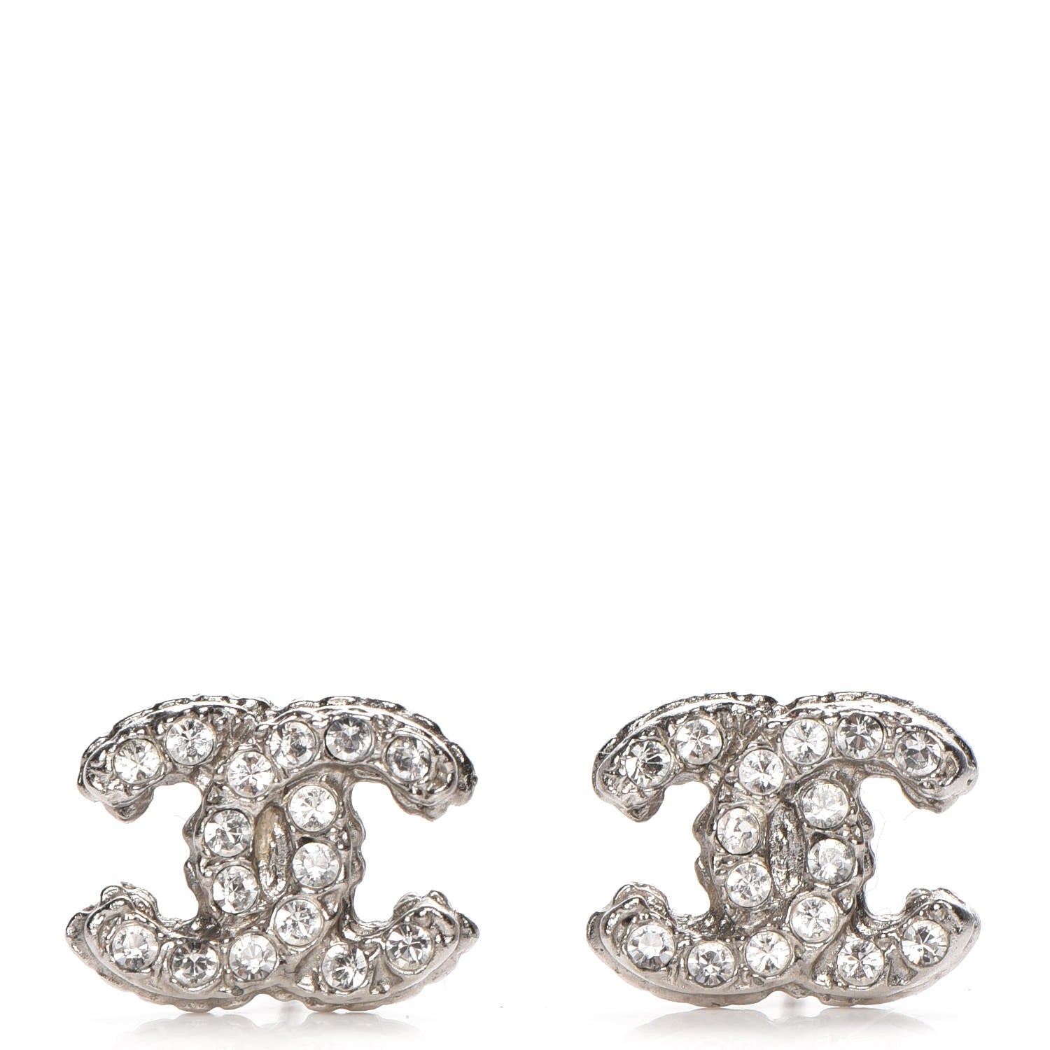 Chanel Crystal CC Earrings Silver 1 of 5